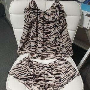 Flora Nikrooz Animal Print Ruffle Pajama Set